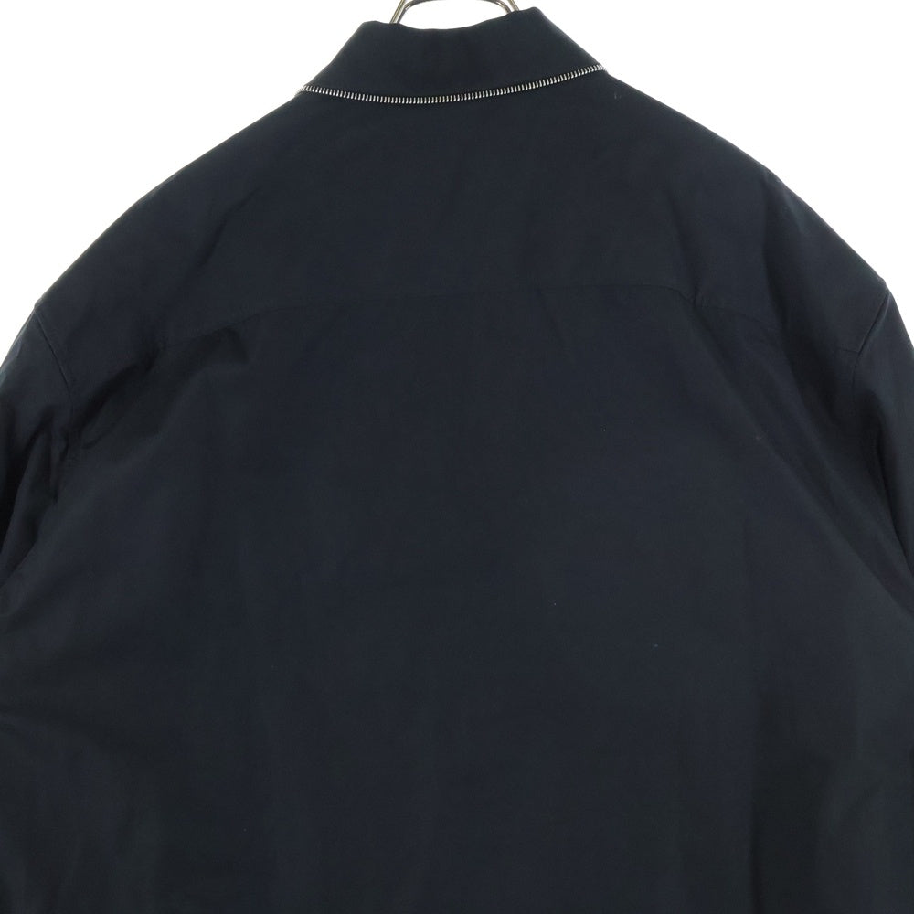 OFF-WHITE(オフホワイト) 23AW Zip Shirt ロゴ刺繍 長袖シャツ ブラック OMGE033F23FAB03