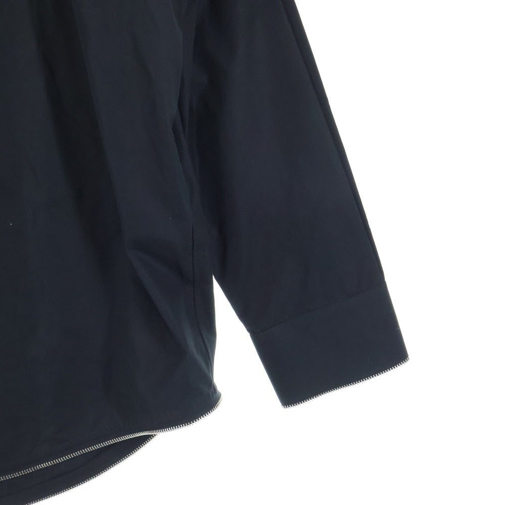OFF-WHITE(オフホワイト) 23AW Zip Shirt ロゴ刺繍 長袖シャツ ブラック OMGE033F23FAB03