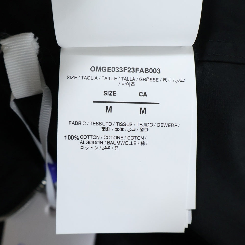 OFF-WHITE(オフホワイト) 23AW Zip Shirt ロゴ刺繍 長袖シャツ ブラック OMGE033F23FAB03