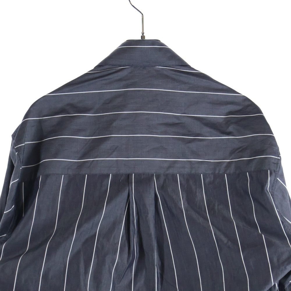 MARTINE ROSE(マーティンローズ) Pulled Neck Shirt ストライプ長袖シャツ グレー