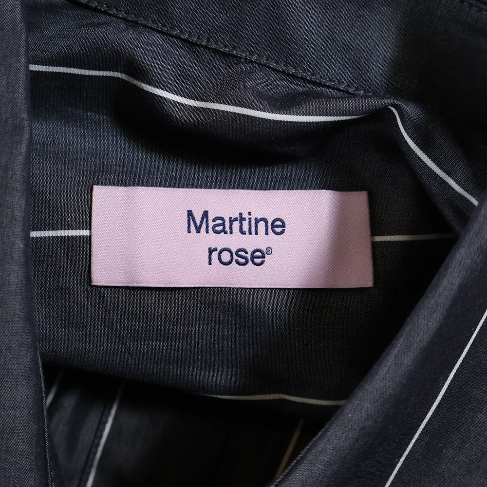 MARTINE ROSE(マーティンローズ) Pulled Neck Shirt ストライプ長袖シャツ グレー