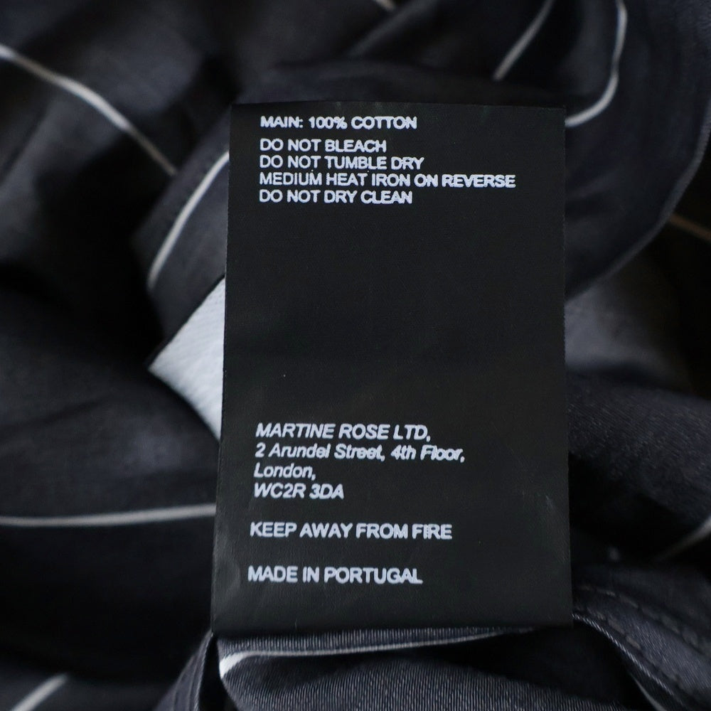 MARTINE ROSE(マーティンローズ) Pulled Neck Shirt ストライプ長袖シャツ グレー