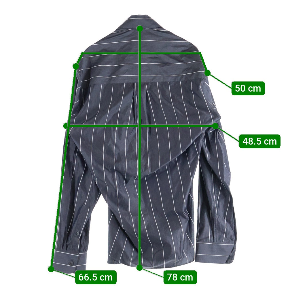 MARTINE ROSE(マーティンローズ) Pulled Neck Shirt ストライプ長袖シャツ グレー