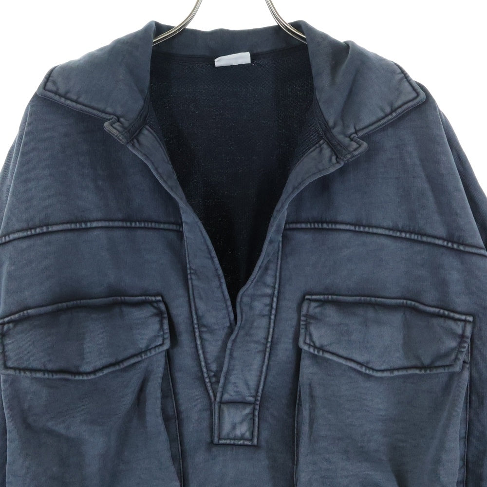 DRIES VAN NOTEN(ドリスヴァンノッテン) 24SS Jersey Sweatshirt フェード加工 オーバーサイズ スウェットポロシャツ グレー