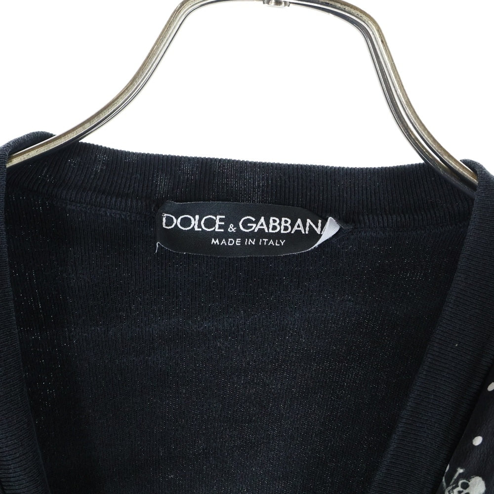 DOLCE & GABBANA(ドルチェアンドガッバーナ) Silk Sukull Cardigan スカル総柄 シルクニットカーディガン ブラック
