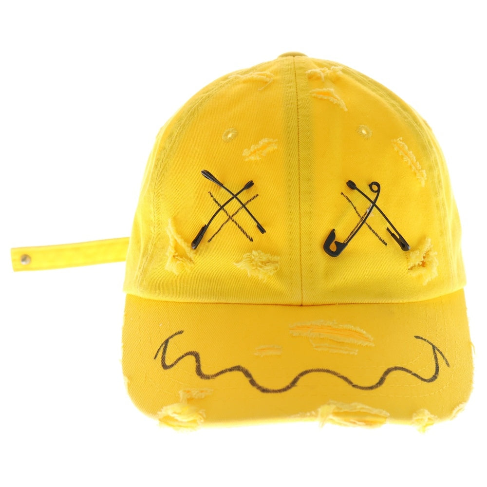 99%is(ナインティナインパーセントイズ) Smile Cap スマイル ダメージ加工キャップ 帽子 イエロー