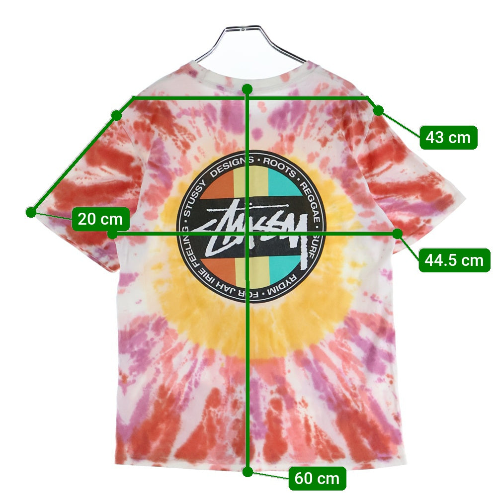 STUSSY(ステューシー) REGGAE DOT TIE DYE SS TEE タイダイ総柄半袖Tシャツ マルチ
