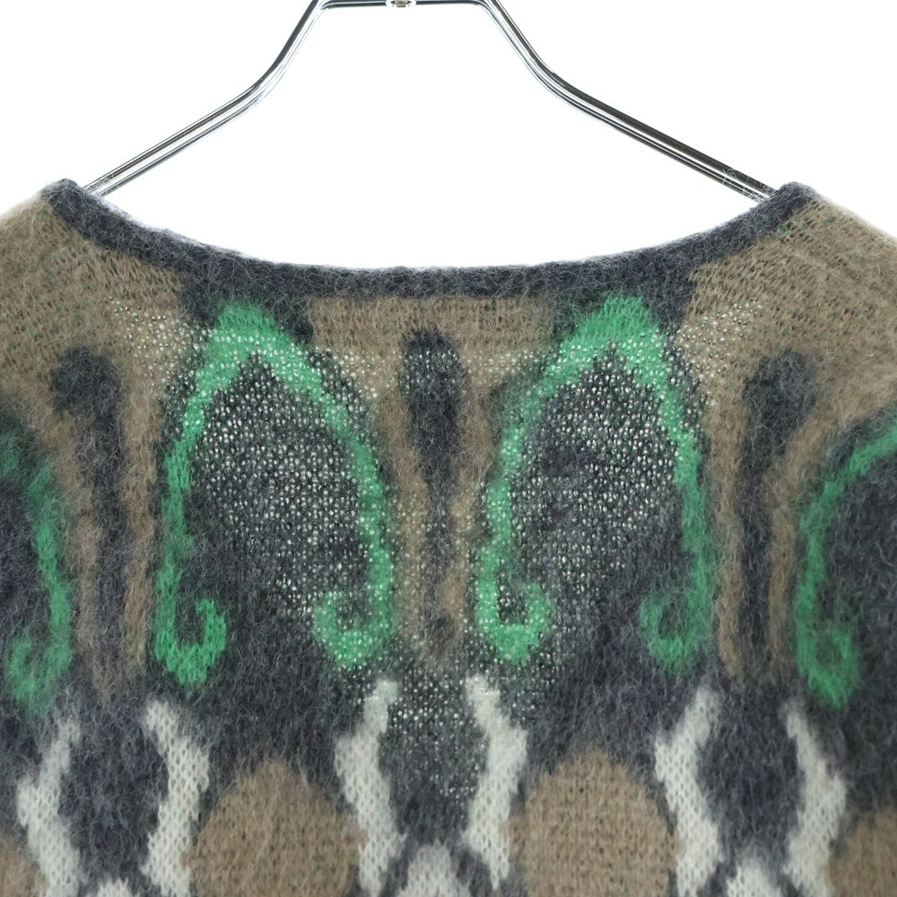 Needles(ニードルス) ×HIDDEN MOHAIR CARDIGAN ヒデゥン モヘア カーディガン ブラウン/グリーン KP976