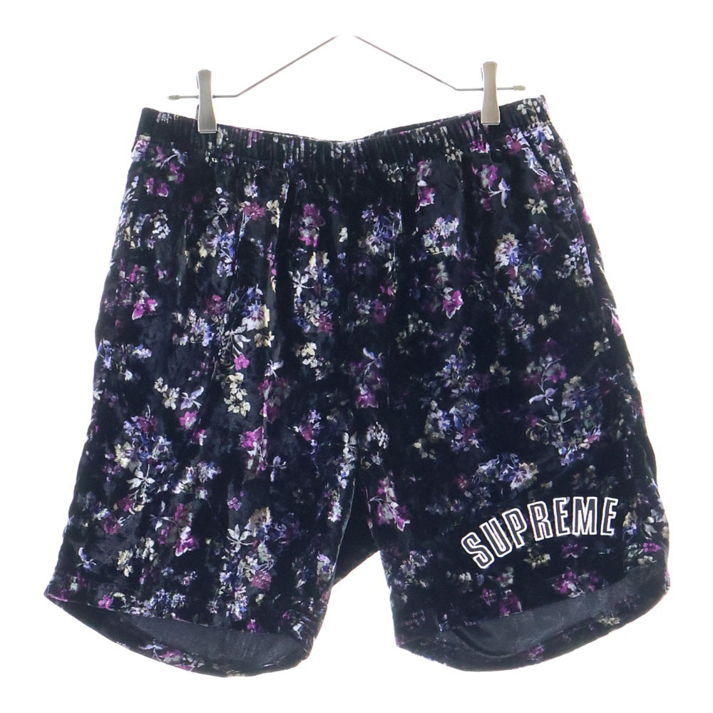 SUPREME(シュプリーム) 19AW Floral Velour Shorts フローラル ベロア ハーフパンツ ショーツ ブラック