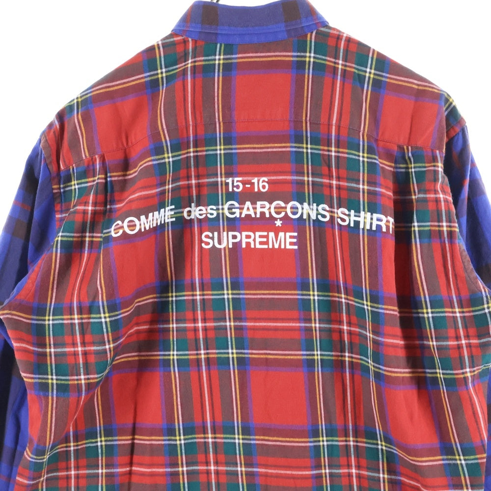 SUPREME(シュプリーム) 15AW ×COMME des GARCONS Lightweight Flannel Shirt コムデギャルソン フランネル 長袖シャツ ブルー/レッド