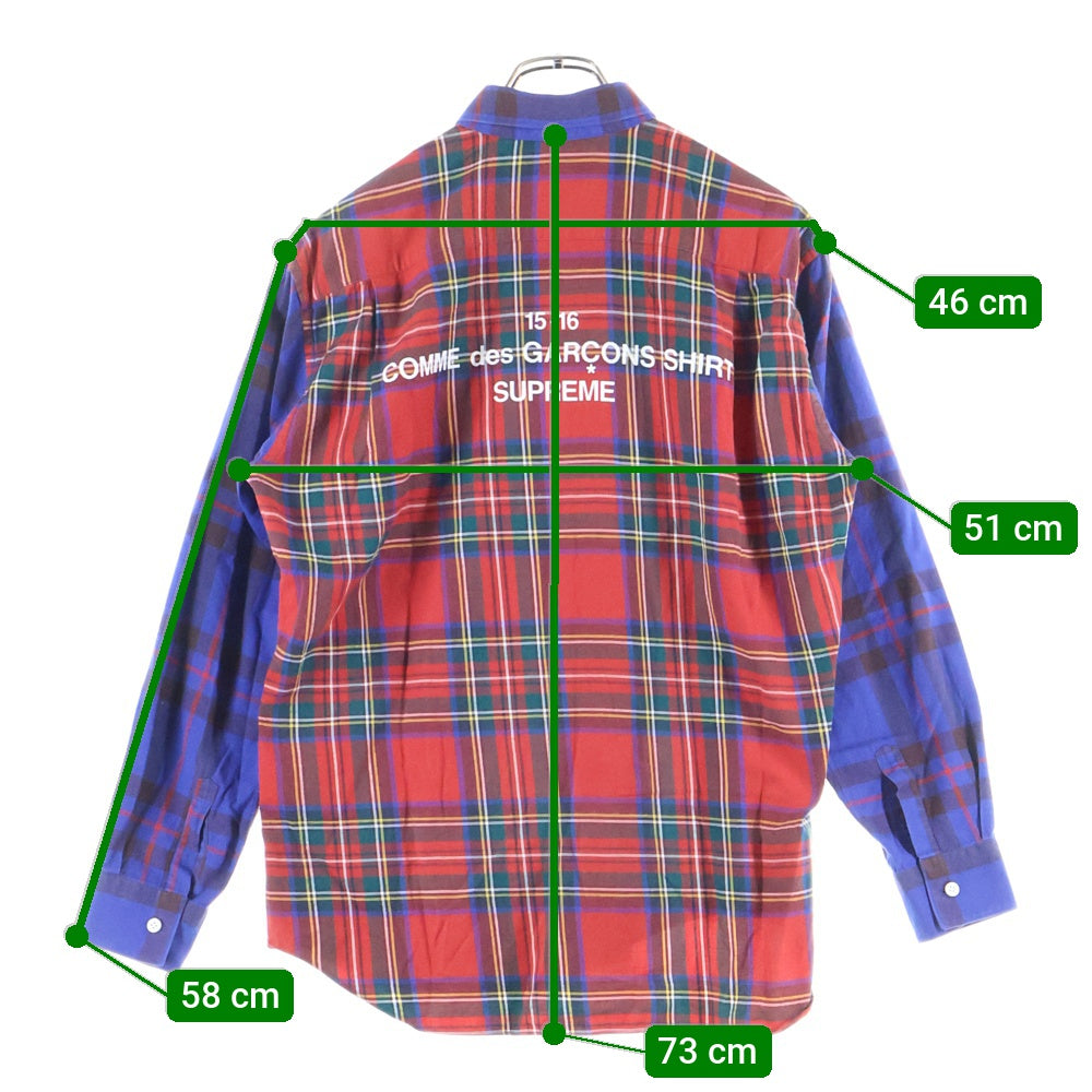 SUPREME(シュプリーム) 15AW ×COMME des GARCONS Lightweight Flannel Shirt コムデギャルソン フランネル 長袖シャツ ブルー/レッド