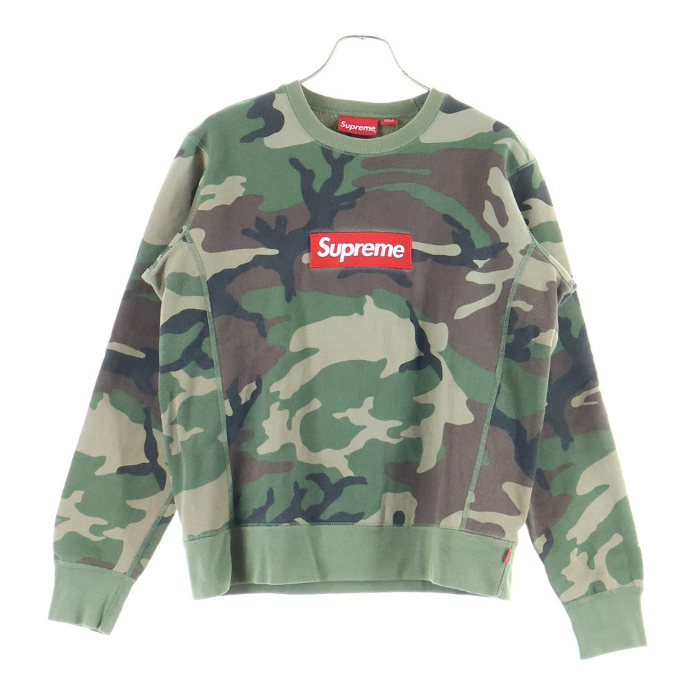 SUPREME(シュプリーム) 15AW Box Logo Crewneck カモフラージュ 迷彩 ボックスロゴ クルーネックスウェットトレーナー カーキ