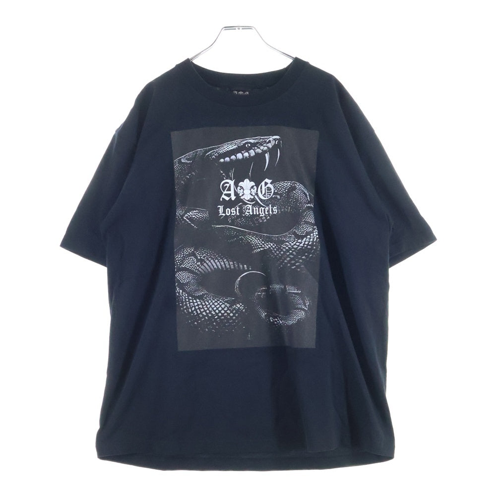 A&G(エーアンドジー) Logo Python Print Tee フロントロゴプリント半袖Tシャツ ブラック