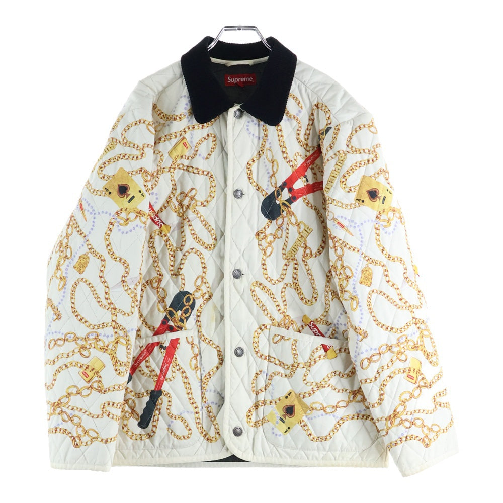 SUPREME(シュプリーム) 20AW Chains Quilted Jacket チェーンプリント キルティング ジャケット ホワイト