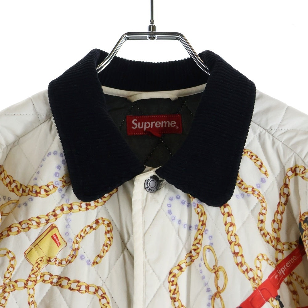 SUPREME(シュプリーム) 20AW Chains Quilted Jacket チェーンプリント キルティング ジャケット ホワイト