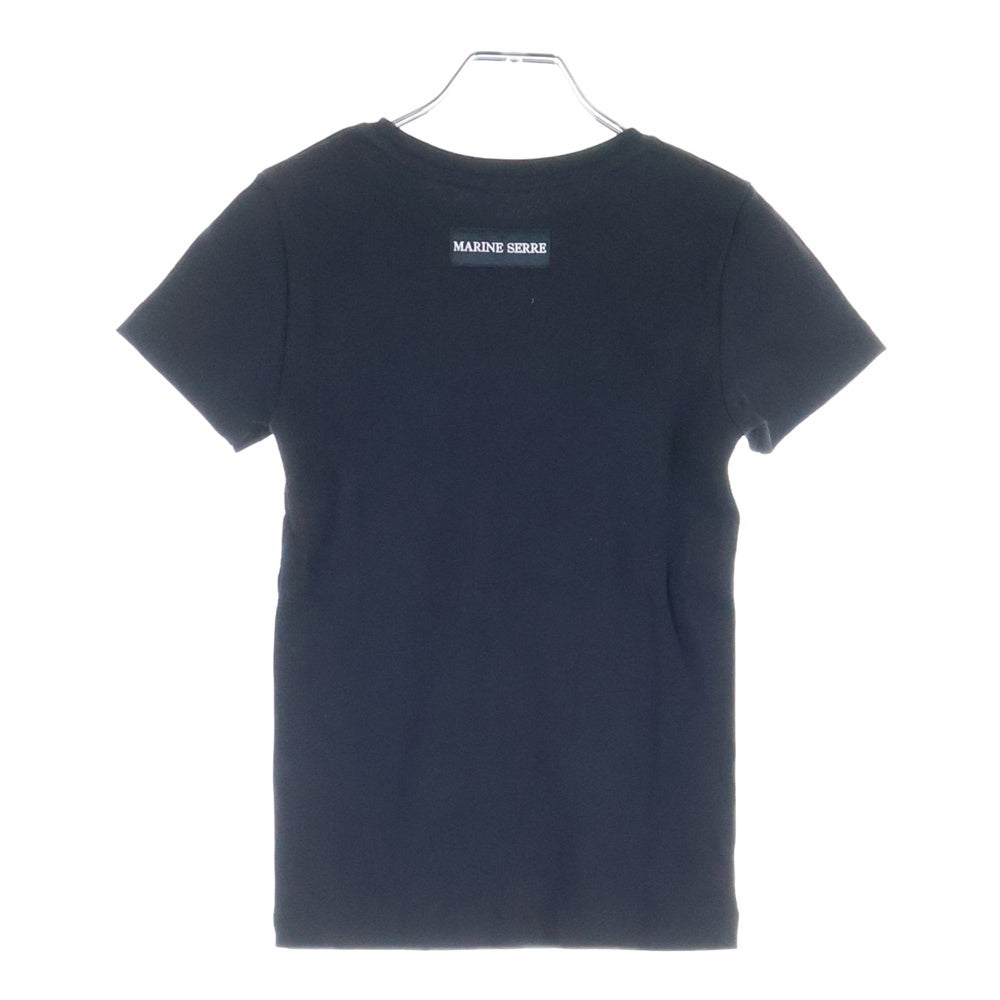 MARINE SERRE(マリーン セル) MOON LOGO TEE ムーンロゴ刺繍 半袖Tシャツ ブラック レディース