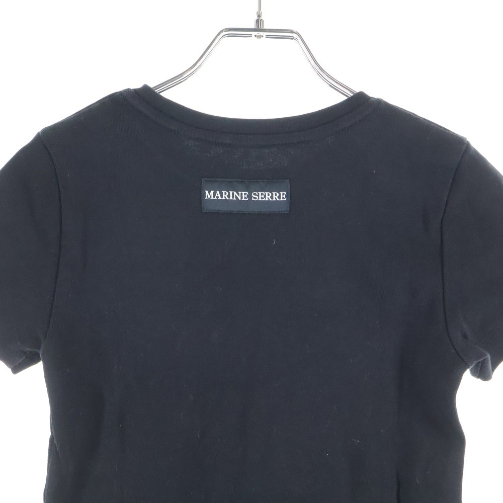 MARINE SERRE(マリーン セル) MOON LOGO TEE ムーンロゴ刺繍 半袖Tシャツ ブラック レディース