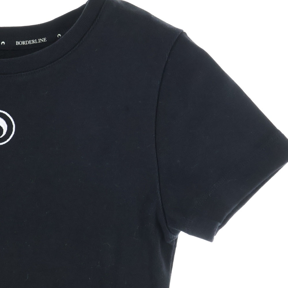 MARINE SERRE(マリーン セル) MOON LOGO TEE ムーンロゴ刺繍 半袖Tシャツ ブラック レディース