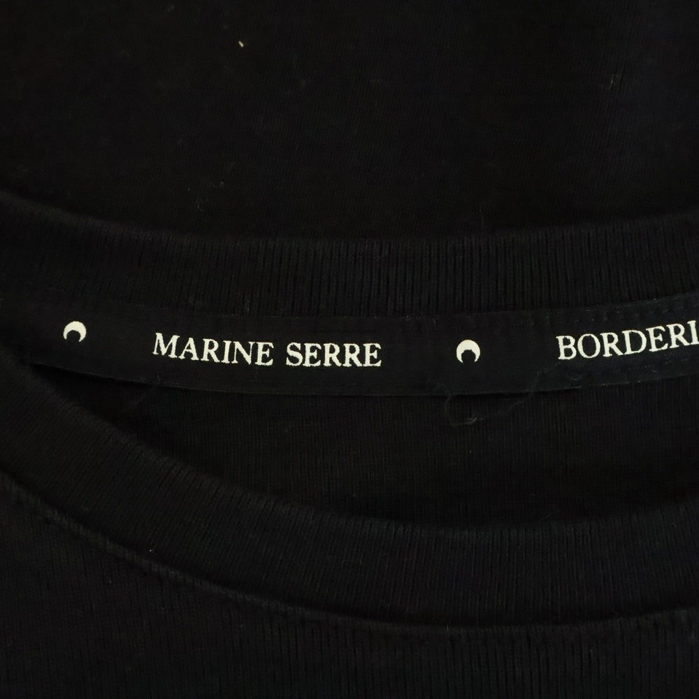 MARINE SERRE(マリーン セル) MOON LOGO TEE ムーンロゴ刺繍 半袖Tシャツ ブラック レディース