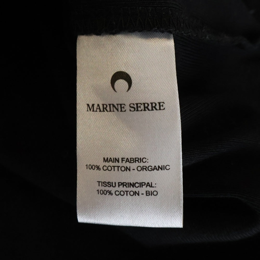 MARINE SERRE(マリーン セル) MOON LOGO TEE ムーンロゴ刺繍 半袖Tシャツ ブラック レディース