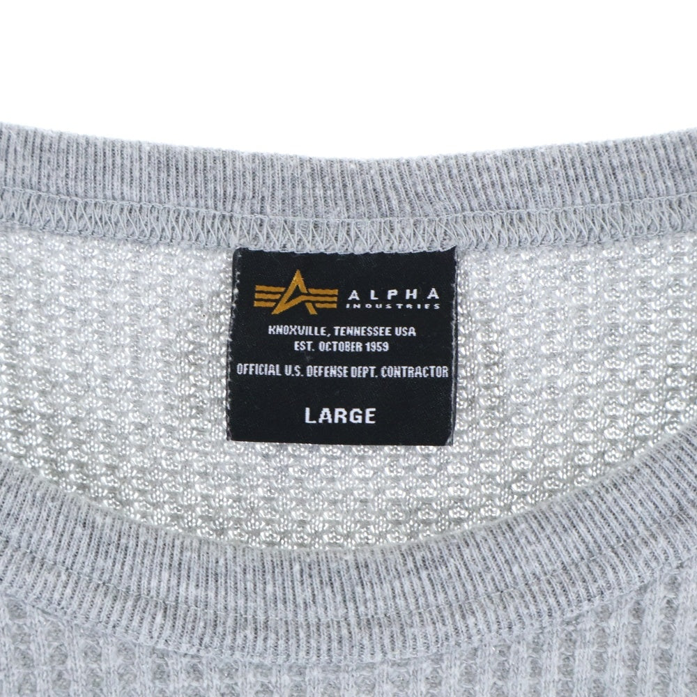 ALPHA INDUSTRIES(アルファ インダストリーズ) サーマル ロングスリーブ 長袖Tシャツ グレー