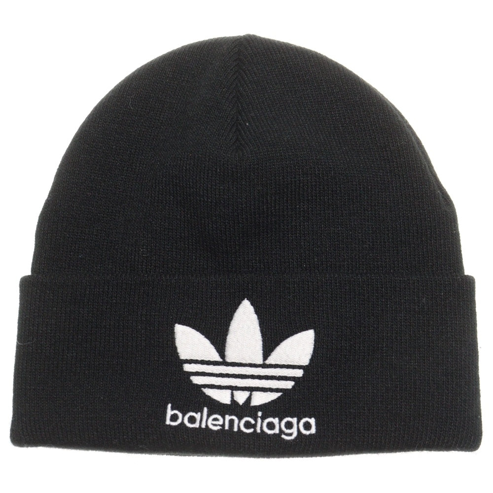 BALENCIAGA(バレンシアガ) ×adidas Logo Beanie ロゴ刺繍 ニット帽 ビーニー ブラック 724009 443B1