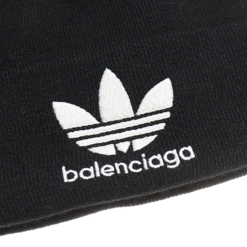 BALENCIAGA(バレンシアガ) ×adidas Logo Beanie ロゴ刺繍 ニット帽 ビーニー ブラック 724009 443B1