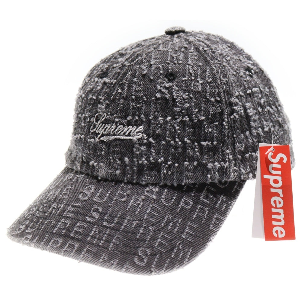 SUPREME(シュプリーム) 24AW Needle Punch Denim 6-Panel ニードルパンチ ロゴ刺繍 デニム 6パネルキャップ 帽子 グレー