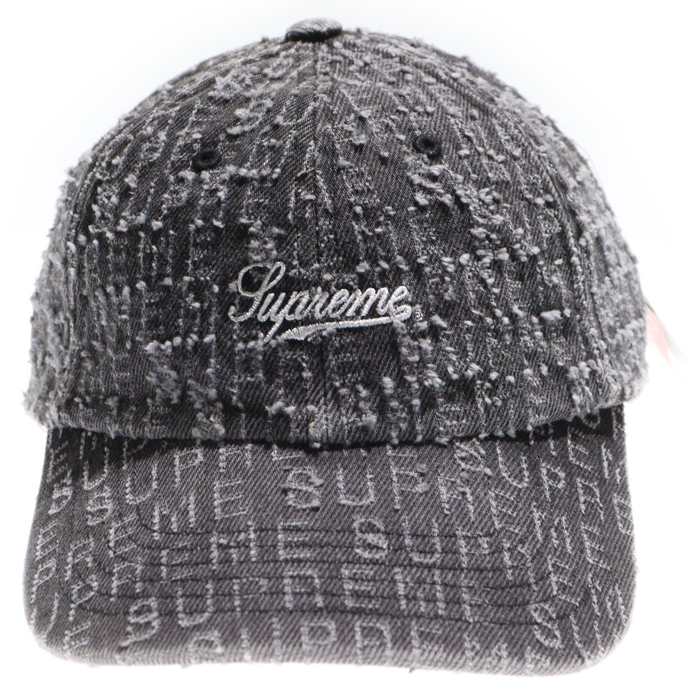 SUPREME(シュプリーム) 24AW Needle Punch Denim 6-Panel ニードルパンチ ロゴ刺繍 デニム 6パネルキャップ 帽子 グレー