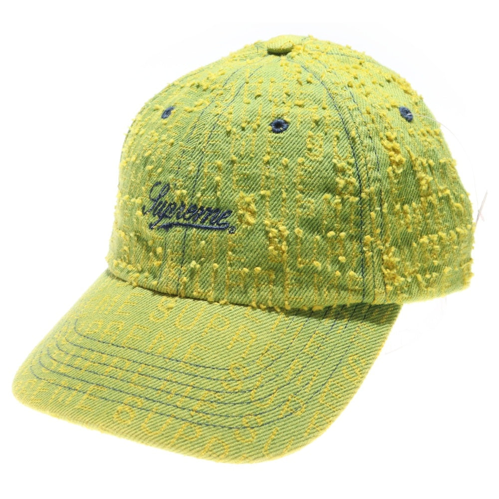 SUPREME(シュプリーム) 24AW Needle Punch Denim 6-Panel ニードルパンチ ロゴ刺繍 デニム 6パネルキャップ 帽子 イエロー