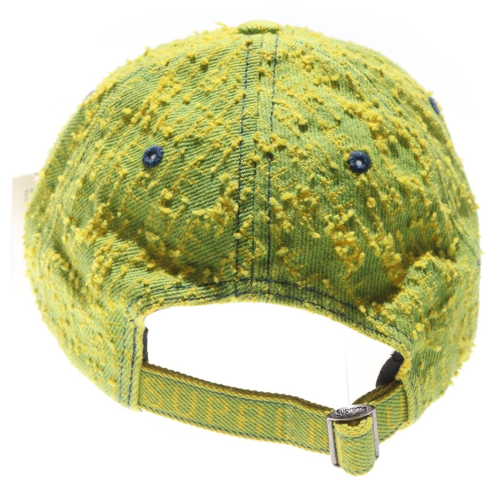 SUPREME(シュプリーム) 24AW Needle Punch Denim 6-Panel ニードルパンチ ロゴ刺繍 デニム 6パネルキャップ 帽子 イエロー
