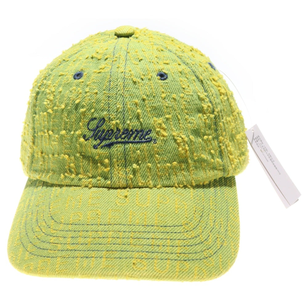 SUPREME(シュプリーム) 24AW Needle Punch Denim 6-Panel ニードルパンチ ロゴ刺繍 デニム 6パネルキャップ 帽子 イエロー