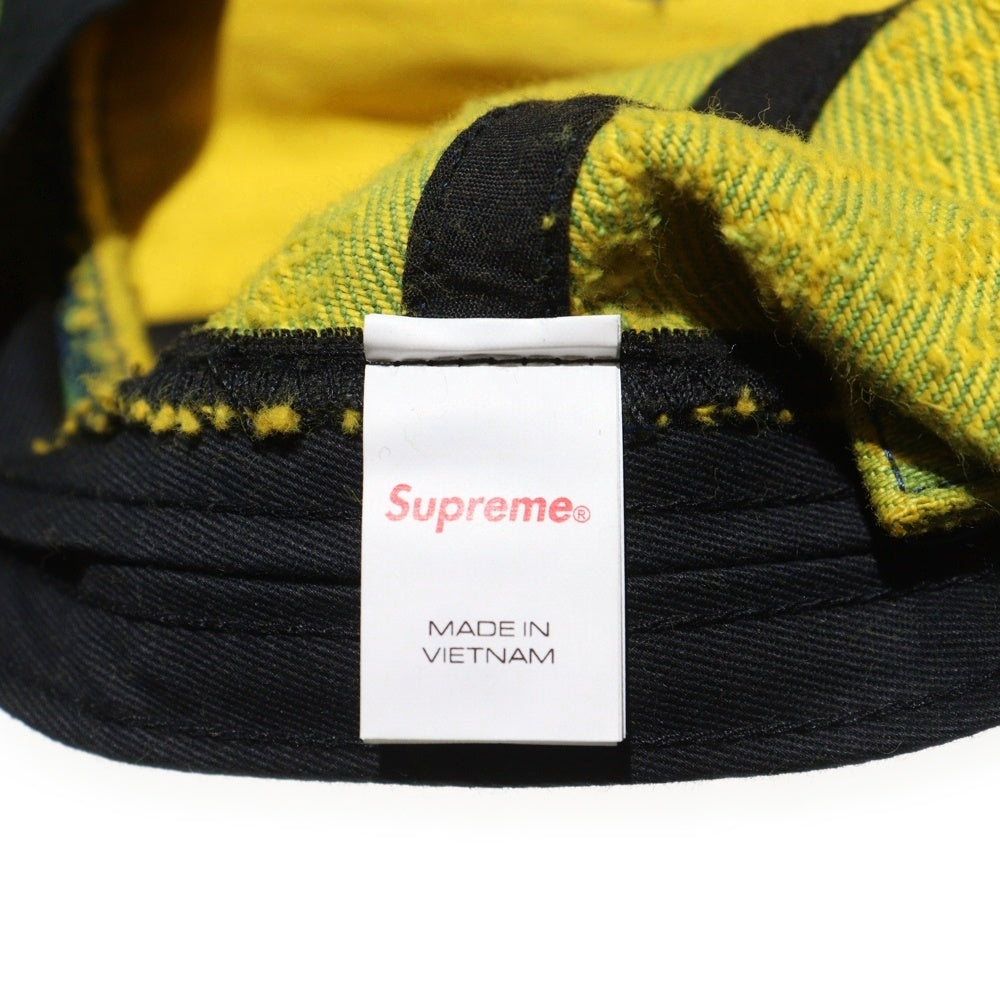 SUPREME(シュプリーム) 24AW Needle Punch Denim 6-Panel ニードルパンチ ロゴ刺繍 デニム 6パネルキャップ 帽子 イエロー