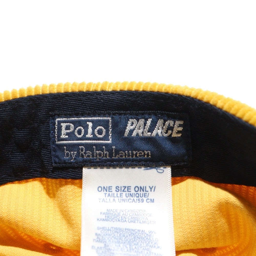 POLO RALPH LAUREN(ポロラルフローレン) ×PALACE Corduroy Classic Polo Cap パレス ロゴ刺繍 コーデュロイキャップ 帽子 イエロー