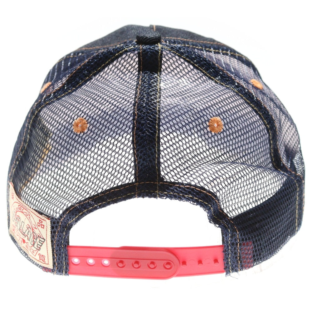 EVISU(エビス) 23SS ×PALACE Dice Denim Mesh Trucker Cap パレス ダイス 刺繍 デニムメッシュトラッカーキャップ 帽子 インディゴ
