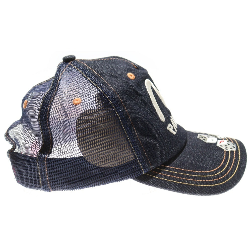 EVISU(エビス) 23SS ×PALACE Dice Denim Mesh Trucker Cap パレス ダイス 刺繍 デニムメッシュトラッカーキャップ 帽子 インディゴ