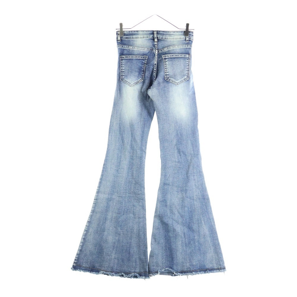 NO BRAND(ノーブランド) RVNTENG Belt Flare Denim Pants ベルト フレアデニムパンツ インディゴ レディース