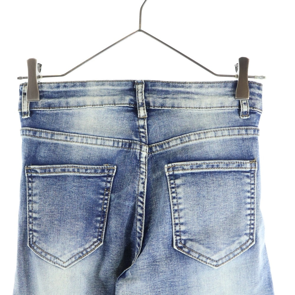 NO BRAND(ノーブランド) RVNTENG Belt Flare Denim Pants ベルト フレアデニムパンツ インディゴ レディース