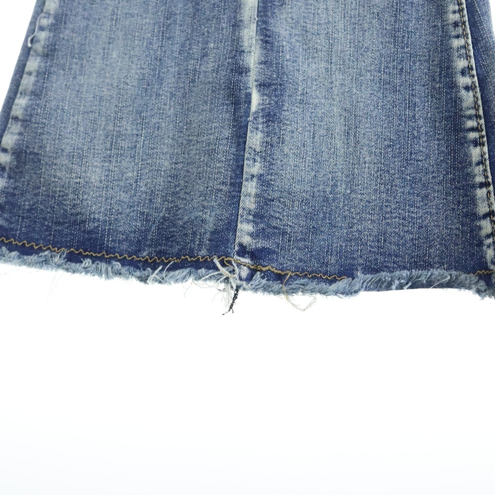 NO BRAND(ノーブランド) RVNTENG Belt Flare Denim Pants ベルト フレアデニムパンツ インディゴ レディース