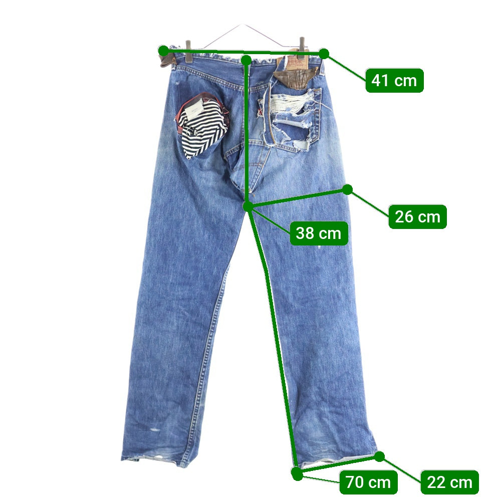 VINTI ANDREWS(ヴィンティアンドリュース) Remake Damage Denim Pants リメイク ダメージ加工 デニムパンツ インディゴ