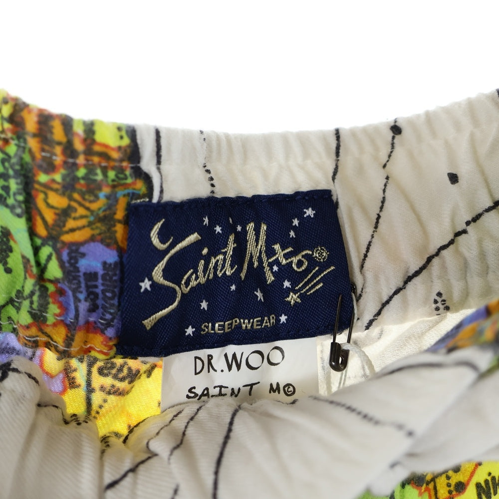 SAINT MICHAEL(セントマイケル) 23SS ×Dr.Woo DW PAJAMA PNT WORLD MAP ドクターウー パジャマパンツ ホワイト SM-S23-0000-082