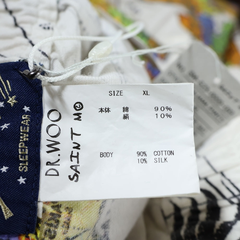 SAINT MICHAEL(セントマイケル) 23SS ×Dr.Woo DW PAJAMA PNT WORLD MAP ドクターウー パジャマパンツ ホワイト SM-S23-0000-082