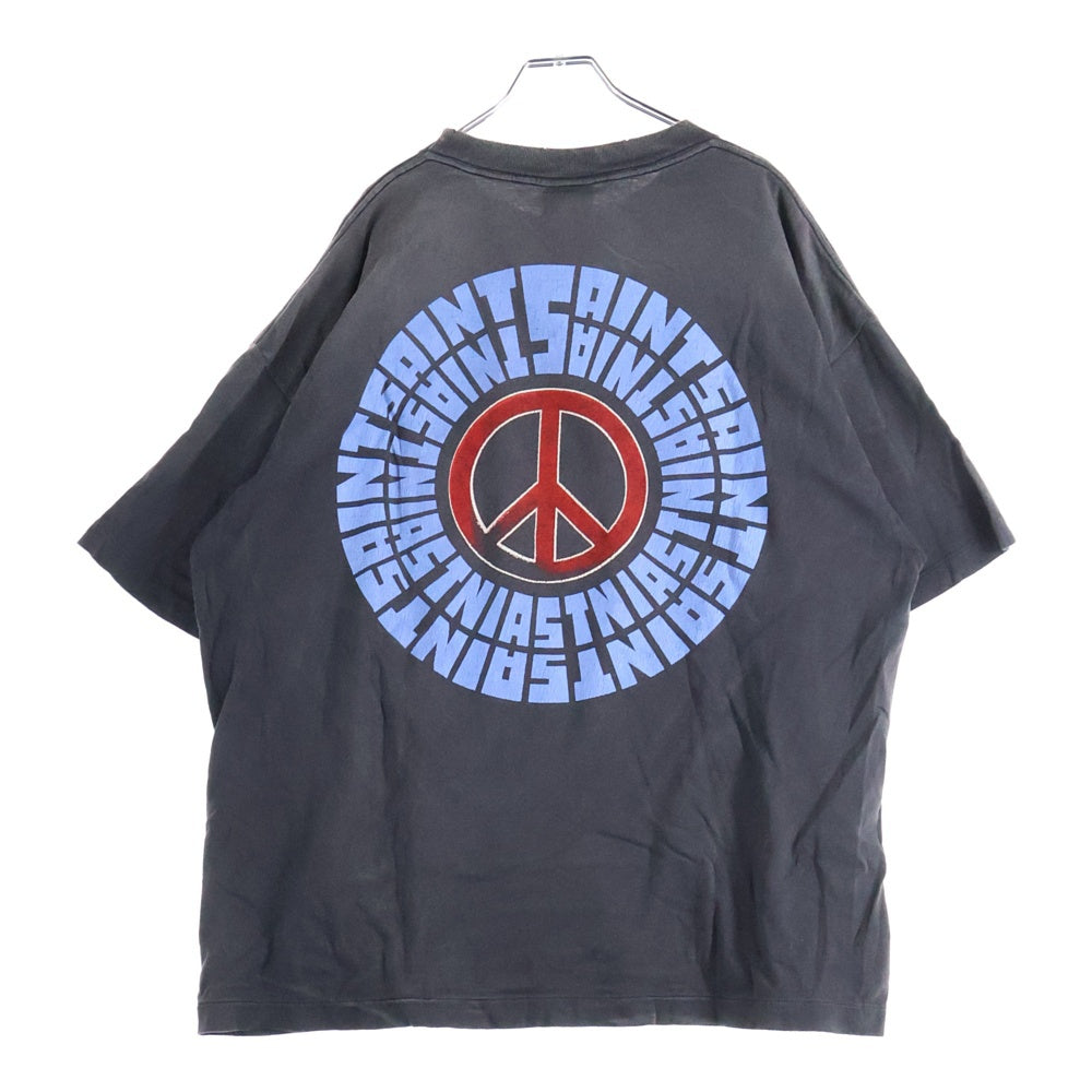 SAINT MICHAEL(セントマイケル) 24SS SS TEE IDEOLOGICAL ダメージ加工 半袖Tシャツ グレー SM-YS1-0000-005