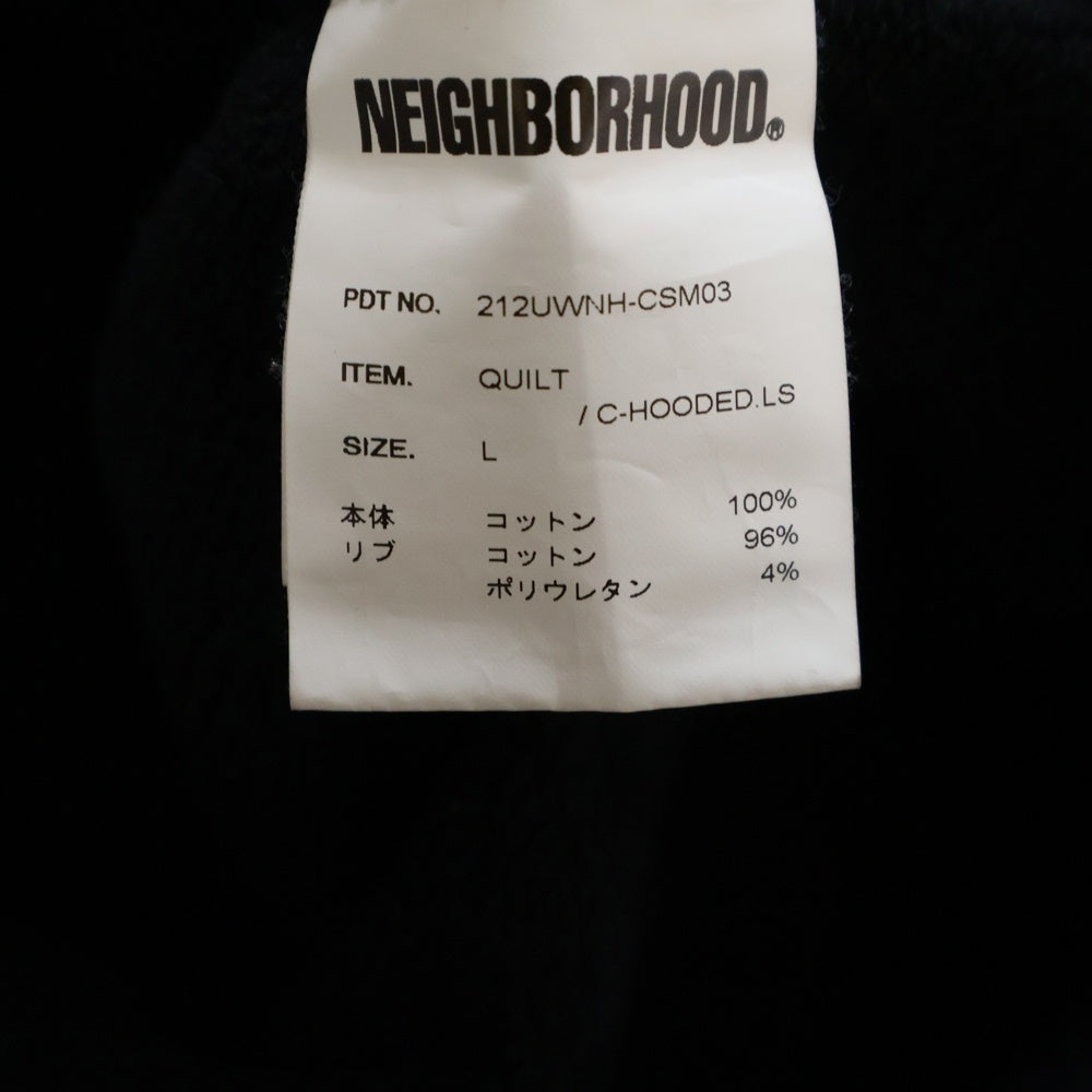 NEIGHBORHOOD(ネイバーフッド) 21AW QUILT/C-HOODED.LS キルティング プルオーバースウェットパーカー フーディー ブラック 212UWNH-CSM03