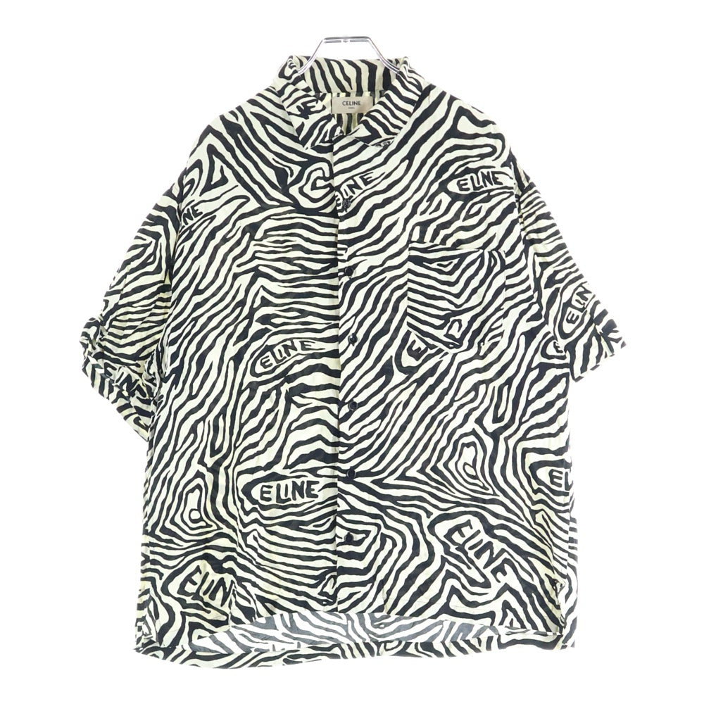 CELINE セリーヌ 20SS ゼブラ柄 オープンカラー 半袖 シャツ 41 CELINE(セリーヌ) ゼブラプリント ルーズフィット 半袖シャツ アロハ