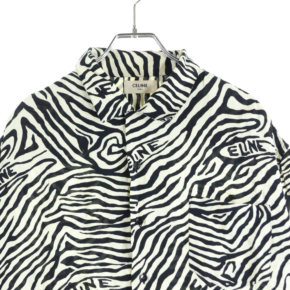 CELINE(セリーヌ) ゼブラプリント ルーズフィット 半袖シャツ アロハシャツ ホワイト 2C517235S