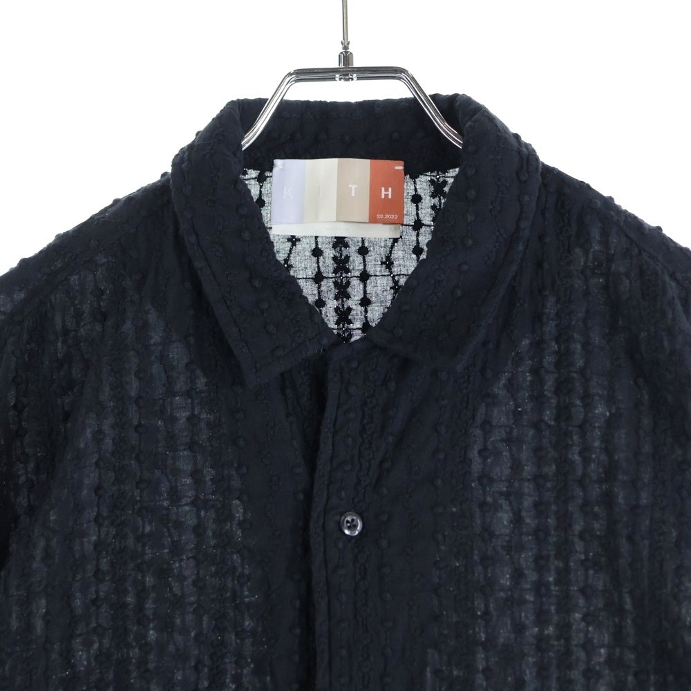 KITH(キス) 22SS OPEN COLLAR SHIRTS オープンカラー 長袖シャツ ブラック