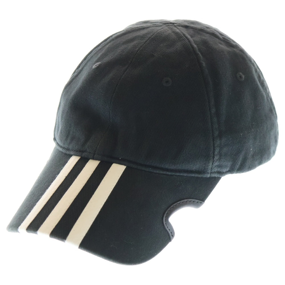 BALENCIAGA(バレンシアガ) ×adidas アディダス ロゴストライプベースボールキャップ 帽子 712160 410B2 ブラック