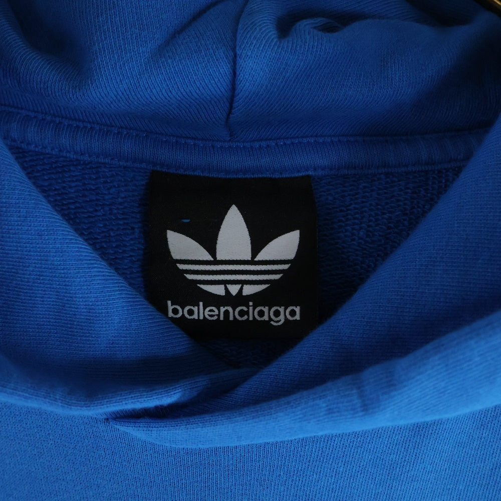 BALENCIAGA(バレンシアガ) 22AW×adidas Hoodie Large Fit アディダス ロゴラージフィットプルオーバーパーカー ブルー 729322 TNVN2