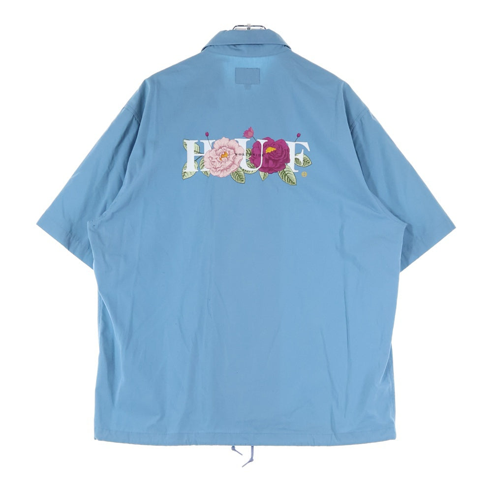 HUF(ハフ) 20SS CENTRAL PARK SSL SHIRT ロゴ刺繍 半袖シャツ ブルー